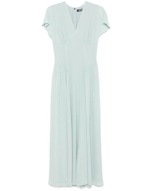 ROTATE BIRGER CHRISTENSEN Blue Maxikleid Mit V-Ausschnitt