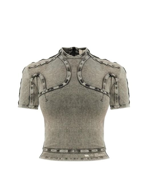 KNWLS Gray Scuba Panelled T-Shirt