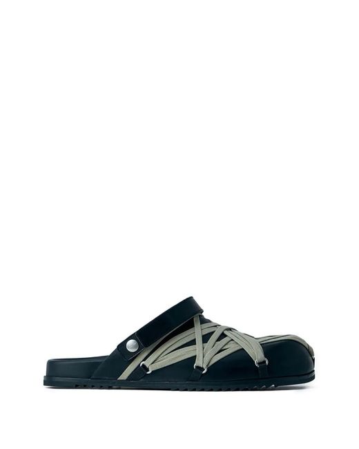 Rick Owens Black Cross-Strap Slippers for men