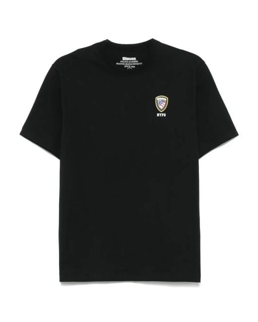 Blauer Katoenen T-Shirt in het Black voor heren
