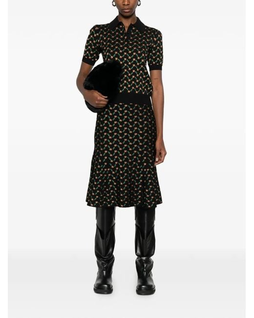Alexander McQueen Black Floral Jacquard Midi Skirt