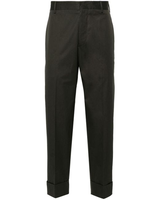 PT Torino Black Tailored Cotton Trousers for men