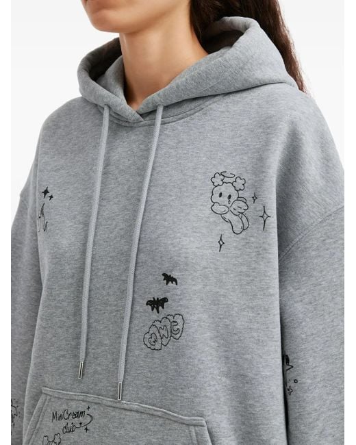 Mini Cream Gray Hoodie mit grafischem Print