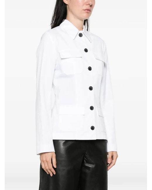 Brandon Maxwell White Gage Button-Up Jacket