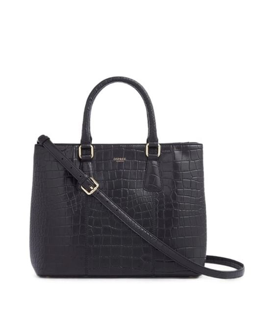 Osprey Blue Adaline Croc-Effect Leather Tote Bag