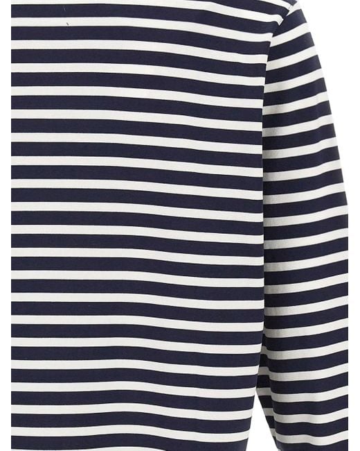 Maison Kitsuné Blue Logo-Patch Striped Sweater for men
