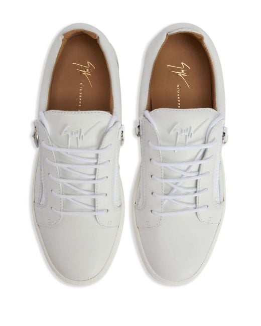 Giuseppe Zanotti White Frankie Tonal Leather Sneakers for men