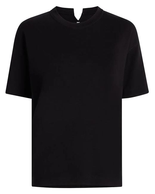 Another Tomorrow Black Luxe Seamed Cotton T-Shirt