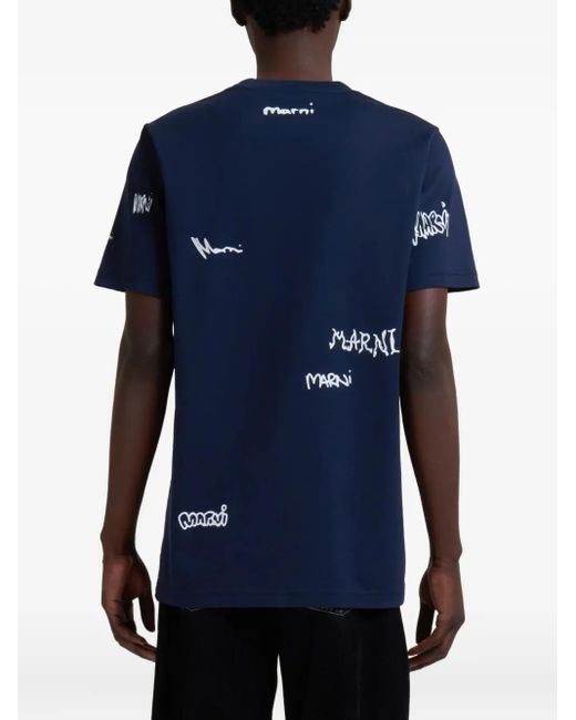 メンズ Marni ロゴ Tシャツ Blue