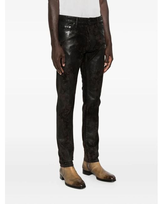 DSquared² Black Metallic-Effect Trousers for men