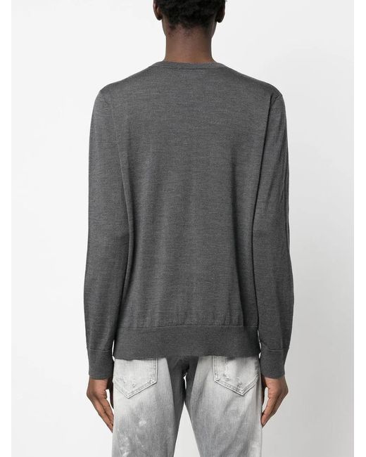 DSquared² Gray D2 Leaf Wool Sweater for men