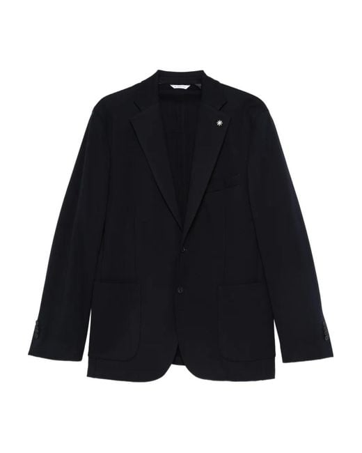 Manuel Ritz Blue Notched-Lapel Single-Breasted Blazer for men