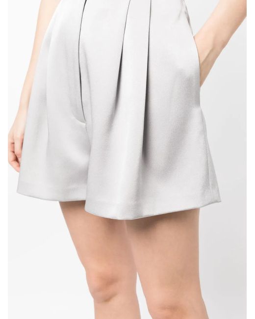 Alex Perry White Pleated High-Waisted Shorts