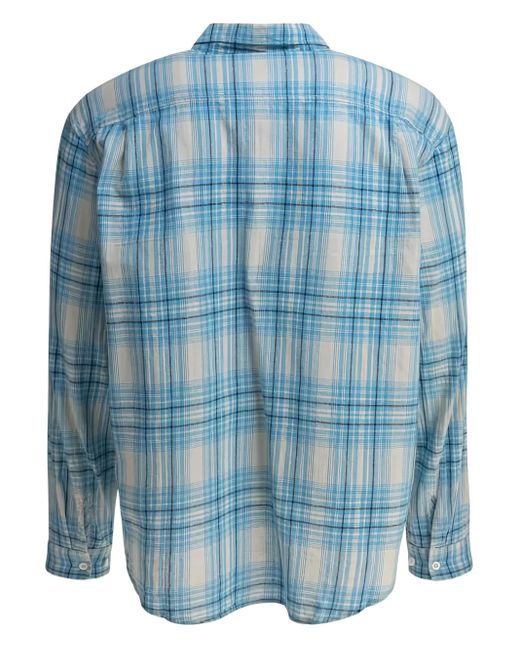 Thisisneverthat Blue Checked Embroidered Shirt for men
