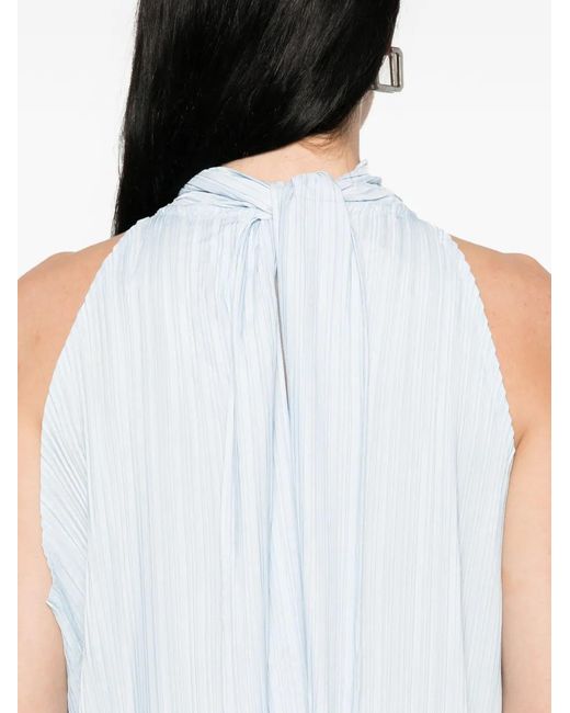 GONGDID DESIGN White Pleated Halterneck Dress