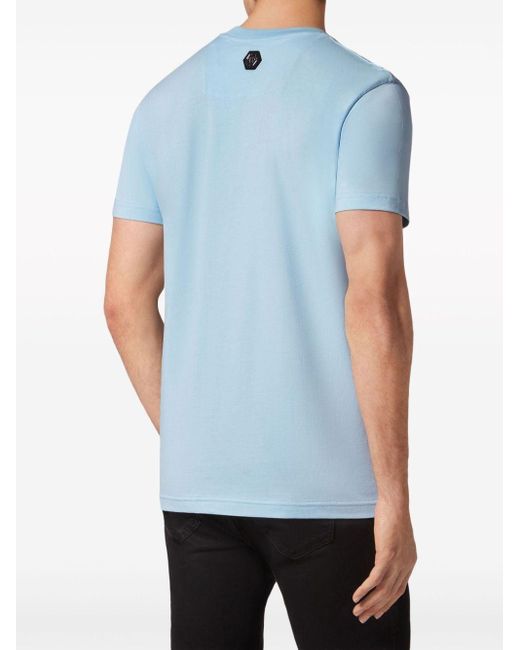 Philipp Plein Blue Skully Gang Cotton T-shirt for men