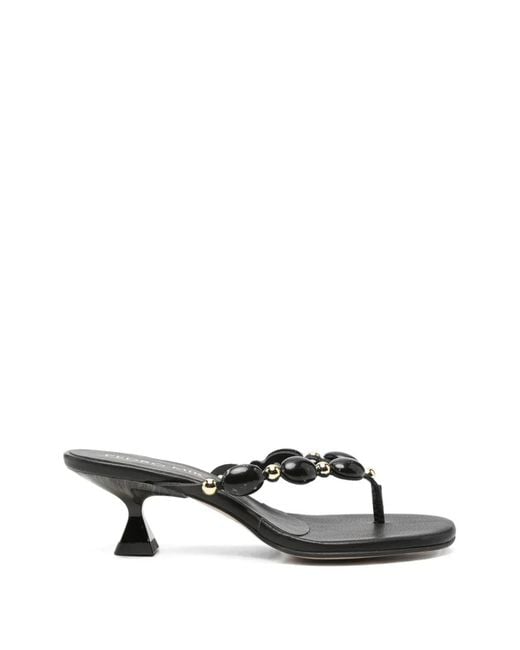 Pedro Miralles White Bead-Embellished Thong-Strap Heeled Sandals