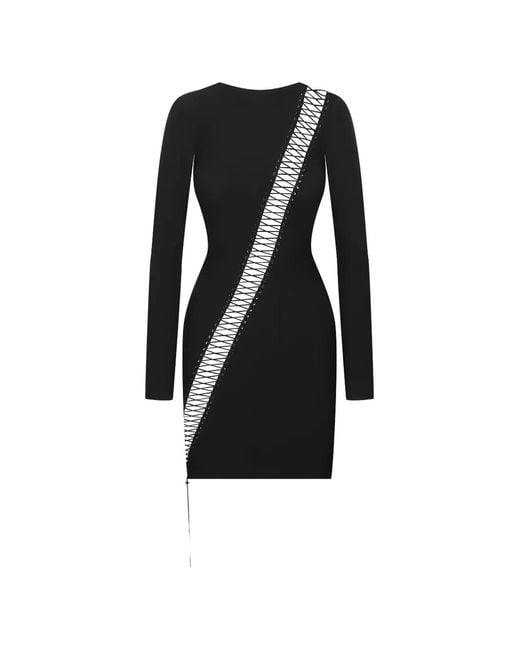 Maison Close Black Nuit Fauve Long-Sleeve Mini Dress