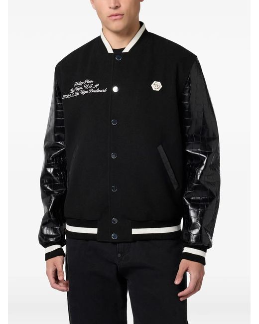 Philipp Plein Black Bomber Jacket for men