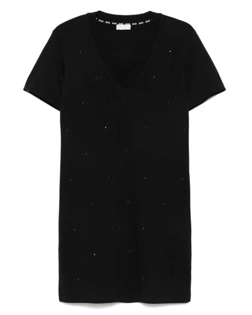 Vestido corto con logo bordado Liu Jo de color Black
