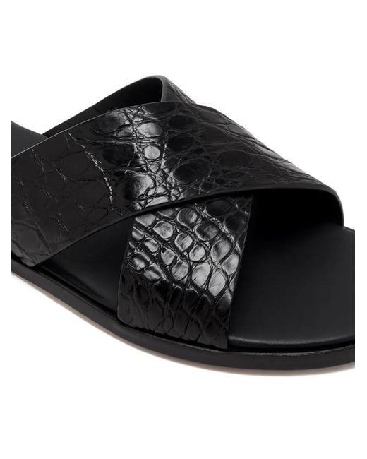 Magnanni Shoes Black Criss-Cross Sandals for men