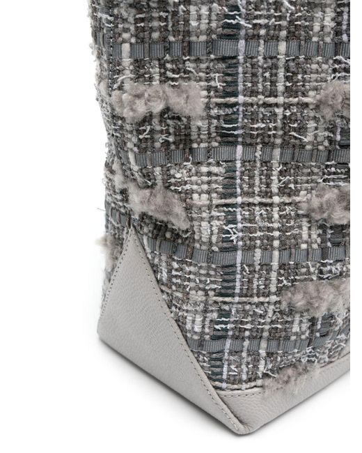 Thom Browne Gray Rwb-stripe Mélange Tote Bag