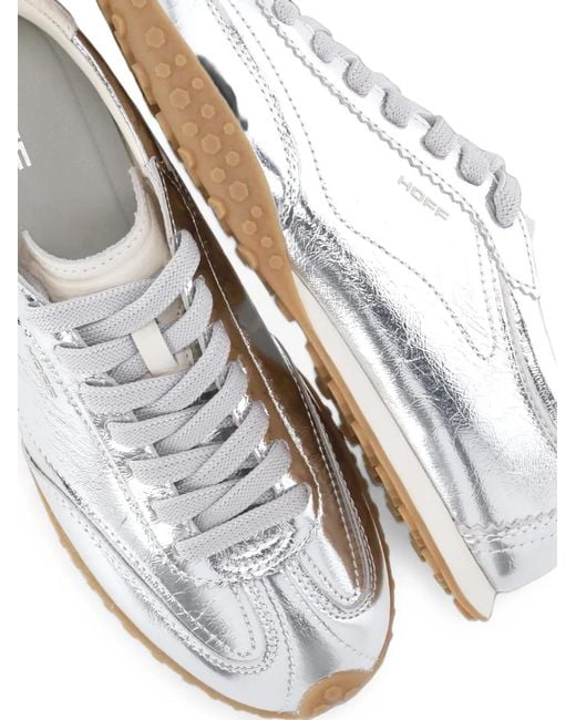 HOFF White Metallic-Effect Leather Sneakers