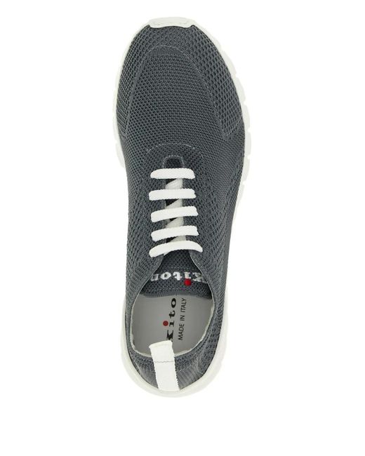 Kiton Blue Fits Logo-Embroidered Sneakers for men
