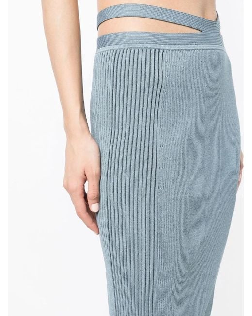 Jonathan Simkhai Blue Side Ribbed-Detail Midi Skirt