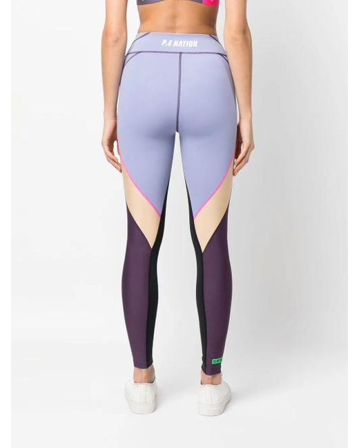 Leggings Motion Con Design Color-Block di P.E Nation in Blue