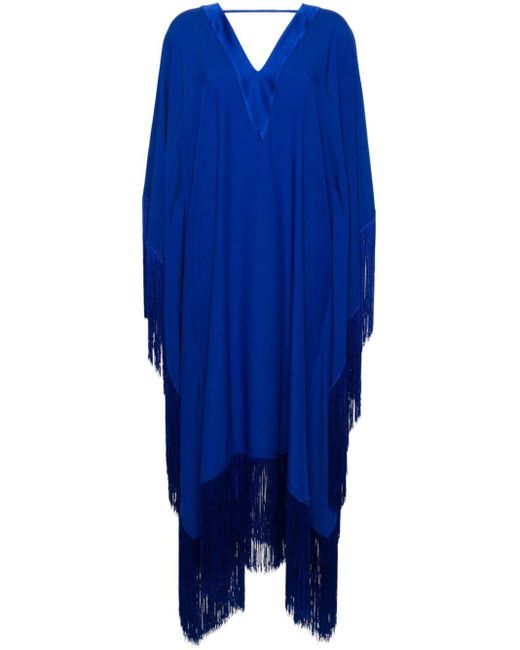 ‎Taller Marmo Blue Very Ross Fringed Kaftan Dress