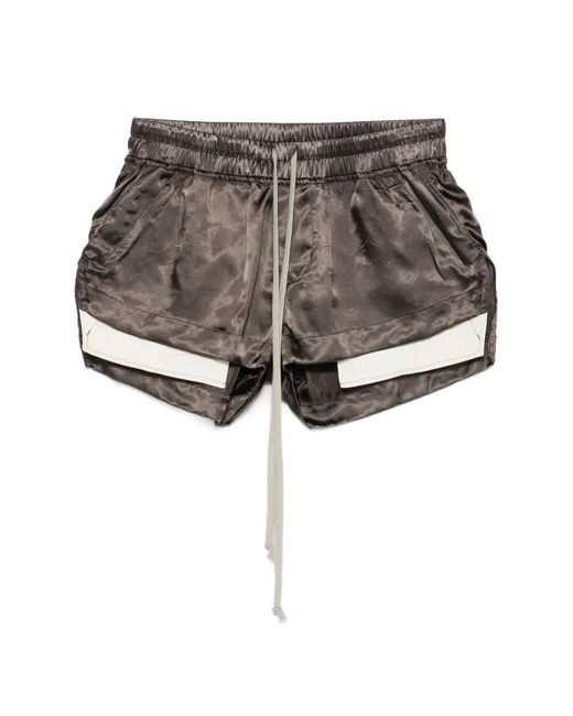 Rick Owens Gray Fog Boxers Drawstring Panelled Shorts