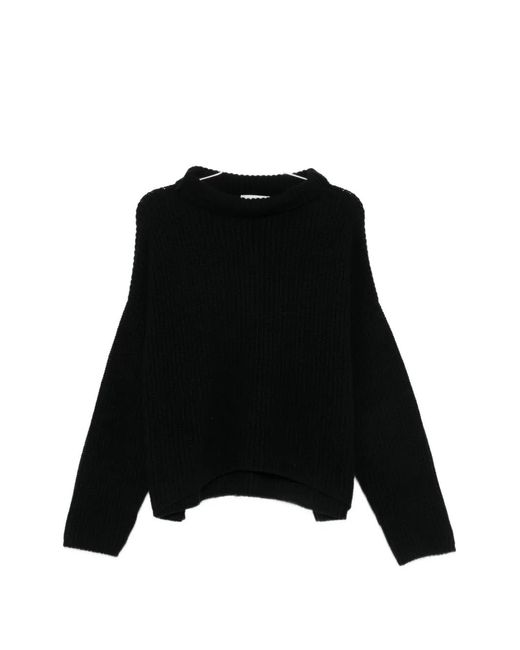 Liviana Conti Black Ribbed-Knit Roll-Neck Sweater