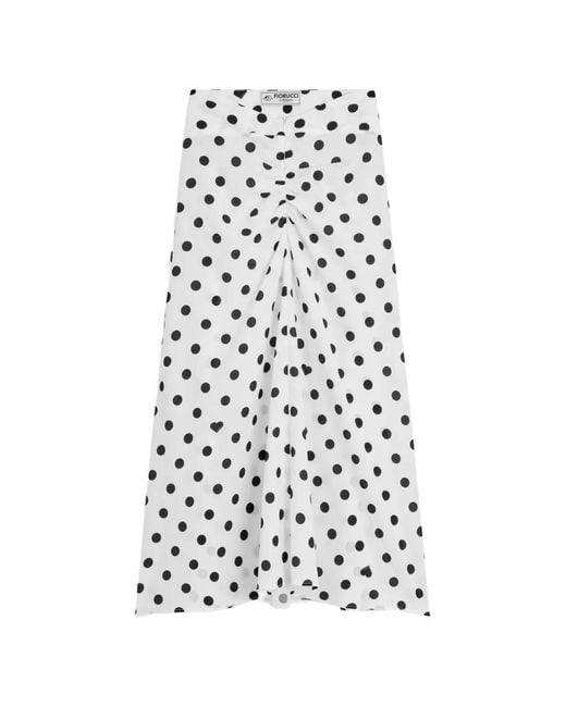 Fiorucci White Polka-Dot Midi Skirt
