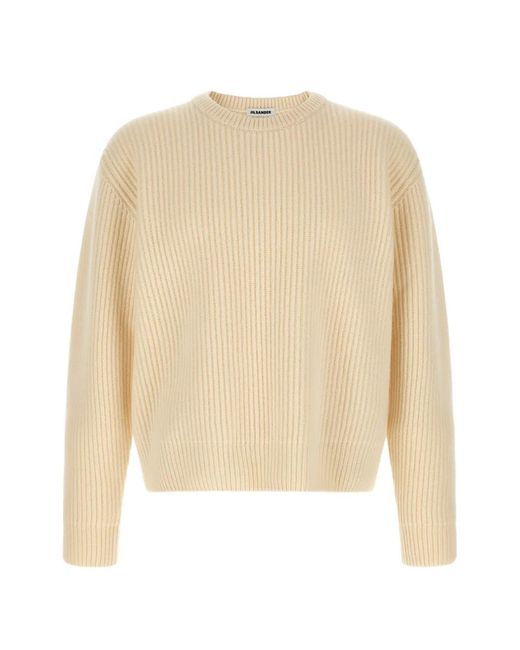 Jil Sander White Fisherman's Rib Sweater for men