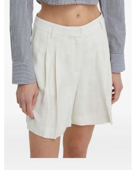 Herskind White Pleated Belt-Loops Shorts