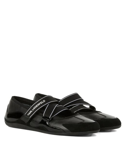 Karl Lagerfeld Black Altia Kross Strap Flats