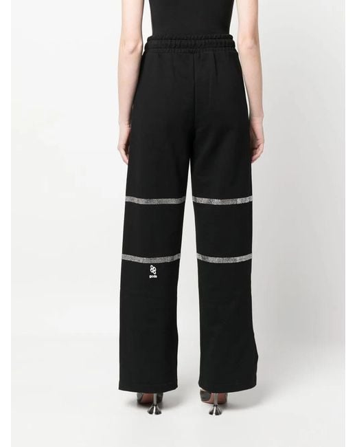 Gcds Black Rhinestone-Embellished Trousers