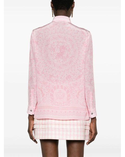 Versace Zijden Blouse Met Barokprint in het Pink