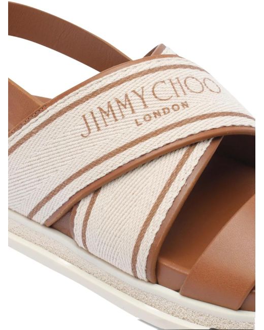 Jimmy Choo Brown Joa flache Leinwand flache Sandalen