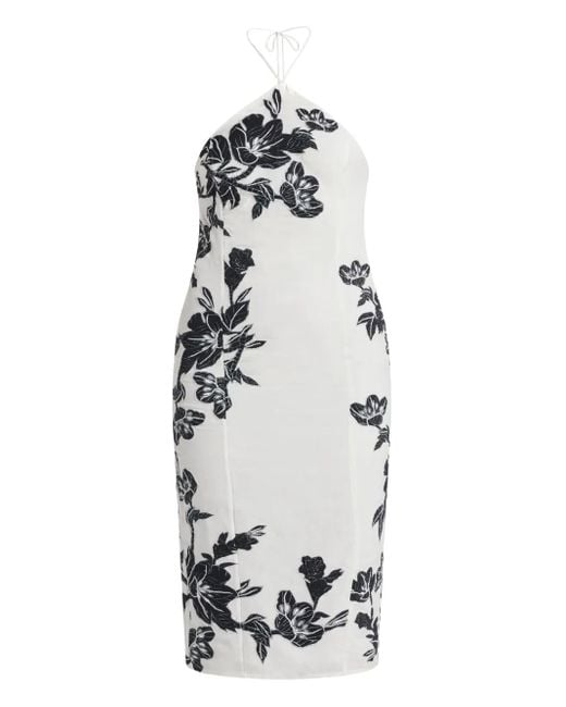 Vestido midi Aahi floral con cuello halter Hemant & Nandita de color White