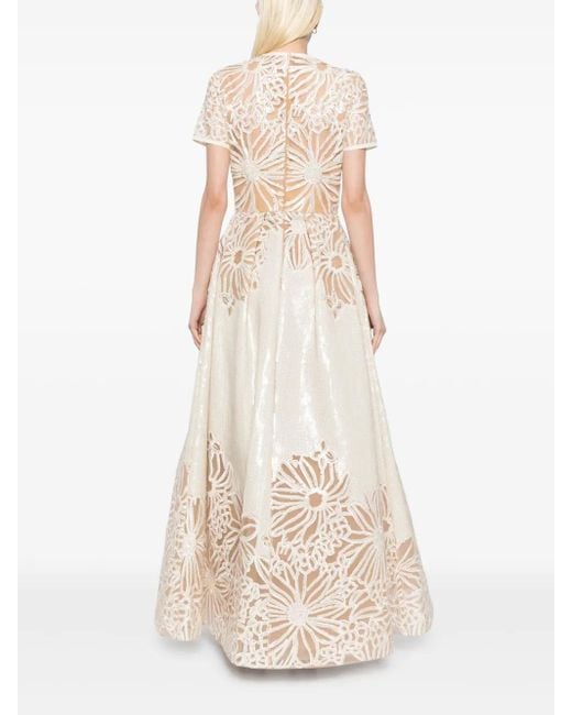 Vestido midi bordado Elie Saab de color Natural