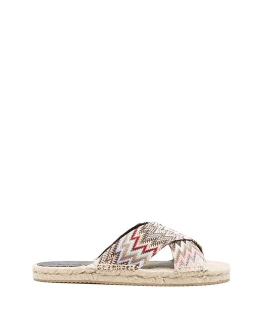 Missoni Natural Criss-Cross Patterned Espadrilles