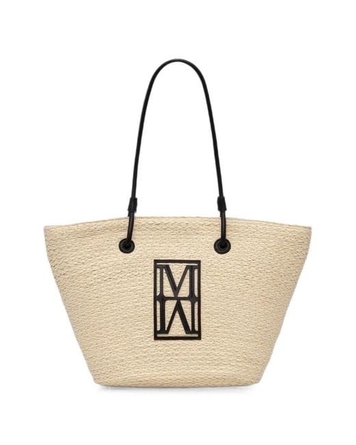 Marc O' Polo Natural Large Logo-Patch Woven Tote Bag