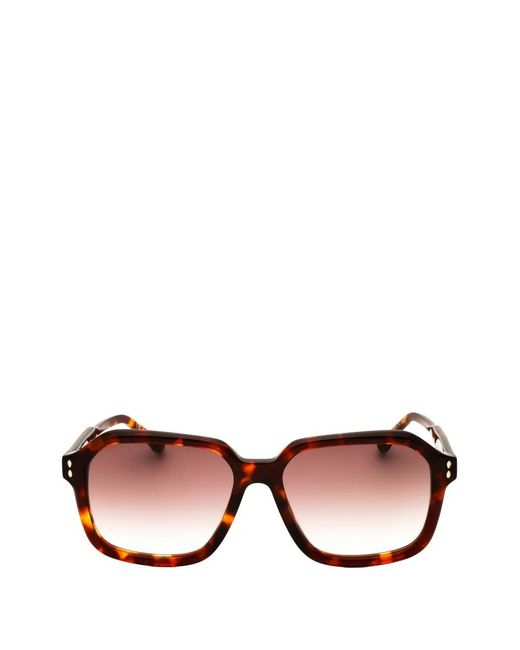 Isabel Marant Pink Tortoiseshell-Effect Rectangle-Frame Sunglasses