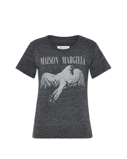 Maison Margiela Black Bird-Motif T-Shirt