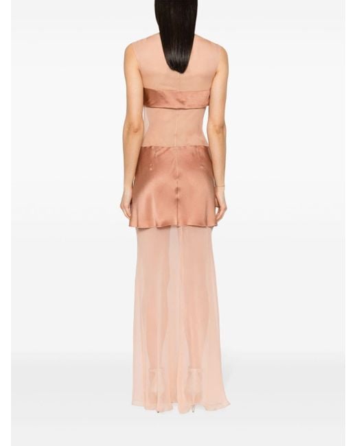 Alberta Ferretti Pink Panelled Maxi Dress