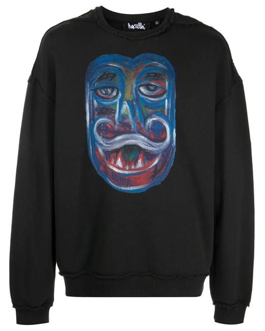Haculla Blue Graphic-Print Cotton Sweatshirt for men