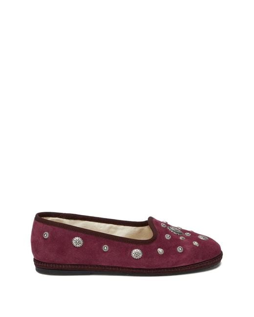 Fortela Purple Frutate Friulane Studded Suede Loafers
