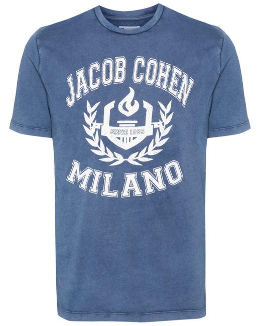 Camiseta con logo estampado Jacob Cohen de hombre de color Blue
